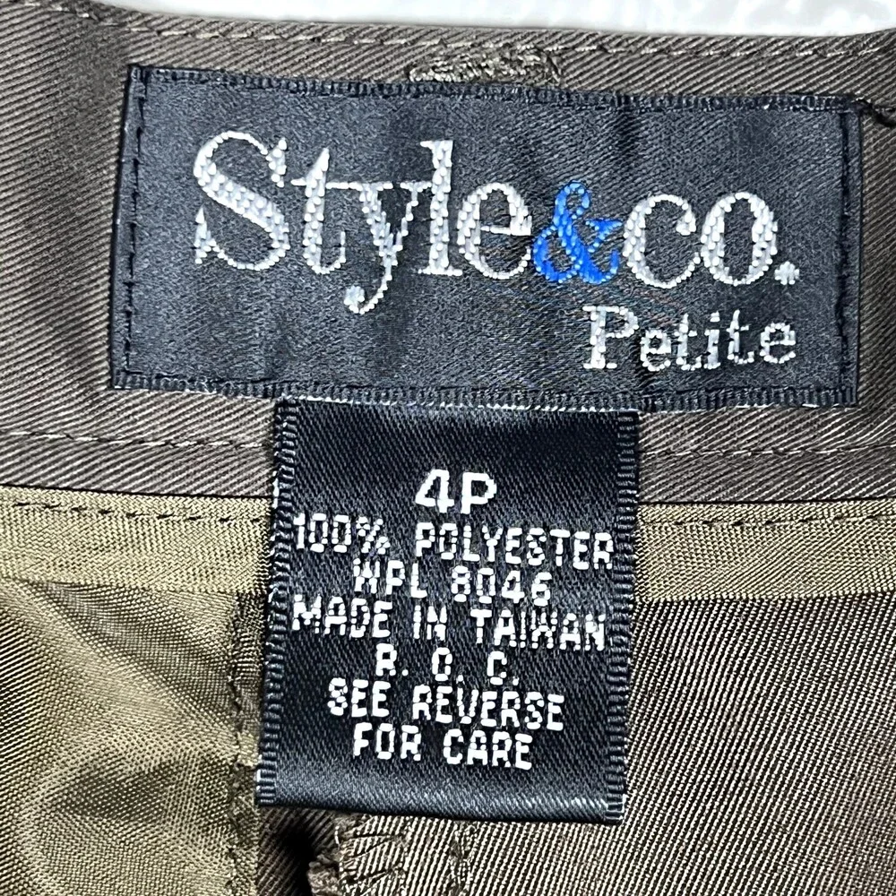 Style & Co. Sz 4P High-Rise Pleated Chino Shorts Brown Tailored Pockets Cuffed